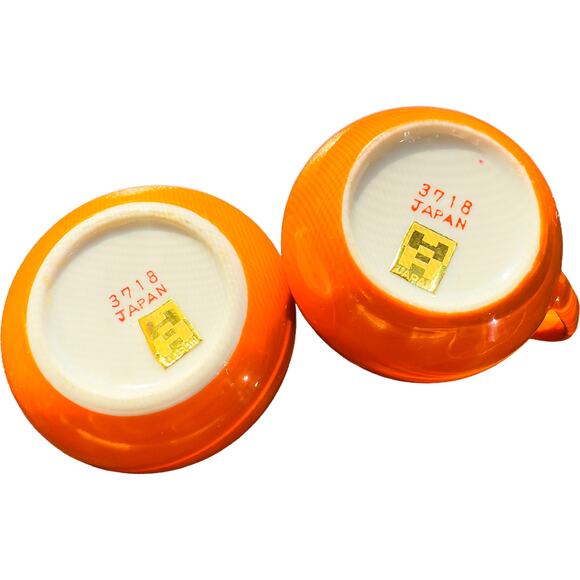 Vintage Holt Howard China Mid Century Modern Orange/White Cream and Sugar Set - Picture 5 of 9